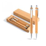 Conjunto de Caneta e Lapiseira Bambu Personalizada - Mínimo 50